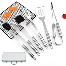 亚马逊 烧烤工具铝箱6件套 BBQ不锈钢烤具4件套 户外烧烤用具套装