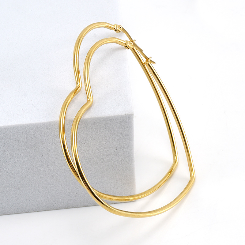 Pendientes de acero de titanio galvanoplastia pulido nueva línea redonda moda elegante estilo TikTok Comercio exterior joyería al por mayor mujeres