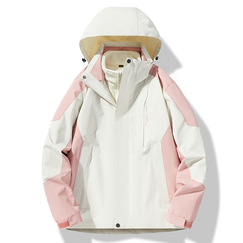Autumn and Winter Windproof and Waterproof Three-In-One Detachable Water-Repellent Mountaineering Jacket Hooded Jacket for Men and Women Customized