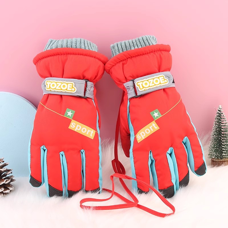 3-17 Niños de mediana edad niños gruesos a prueba de frío a prueba de agua a prueba de viento antideslizante y caliente para jugar con guantes de sedro para esquiar en invierno