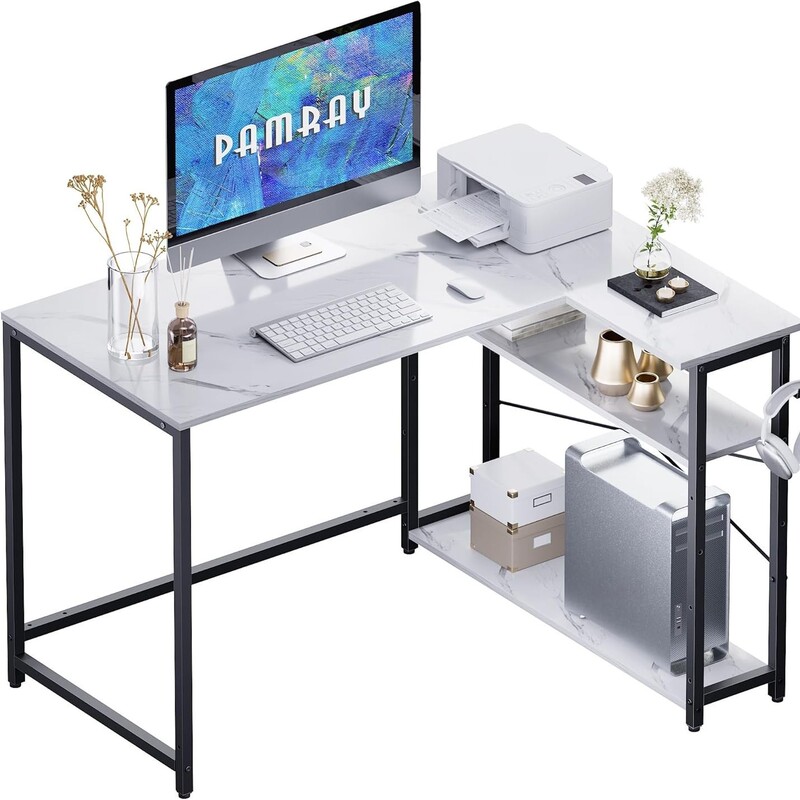 Cross-Border Supply of L-Shaped Computer Desks, Iron and Wood Combined Small Corner Desks, Modern Simple Style Source Factory