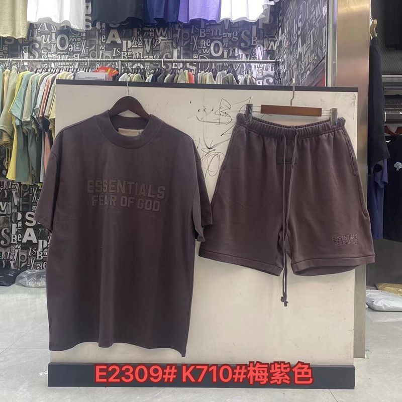 FOGESS Camiseta de cuello redondo, manga corta, camiseta de cuello de terry, pantalones cortos, set suelto, moda masculina, juventud, 18 - 24 años