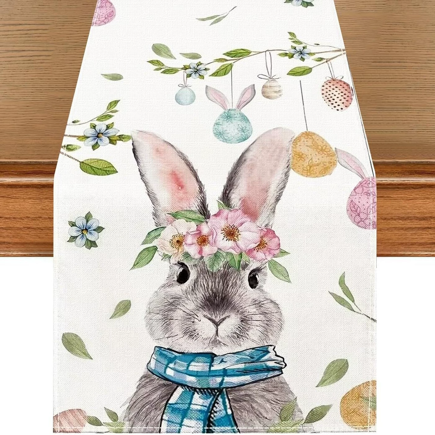 Amazon Best Selling Easter Bunny Egg Table Runner Restaurant Tabletop Holiday Party Home Decoration Table Runner