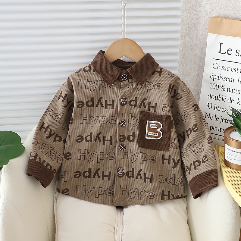 Ropa para niños camisa de letras para niños primavera y otoño 2024 nuevo chico guapo fresco primavera estilo coreano camisa de manga larga chaqueta