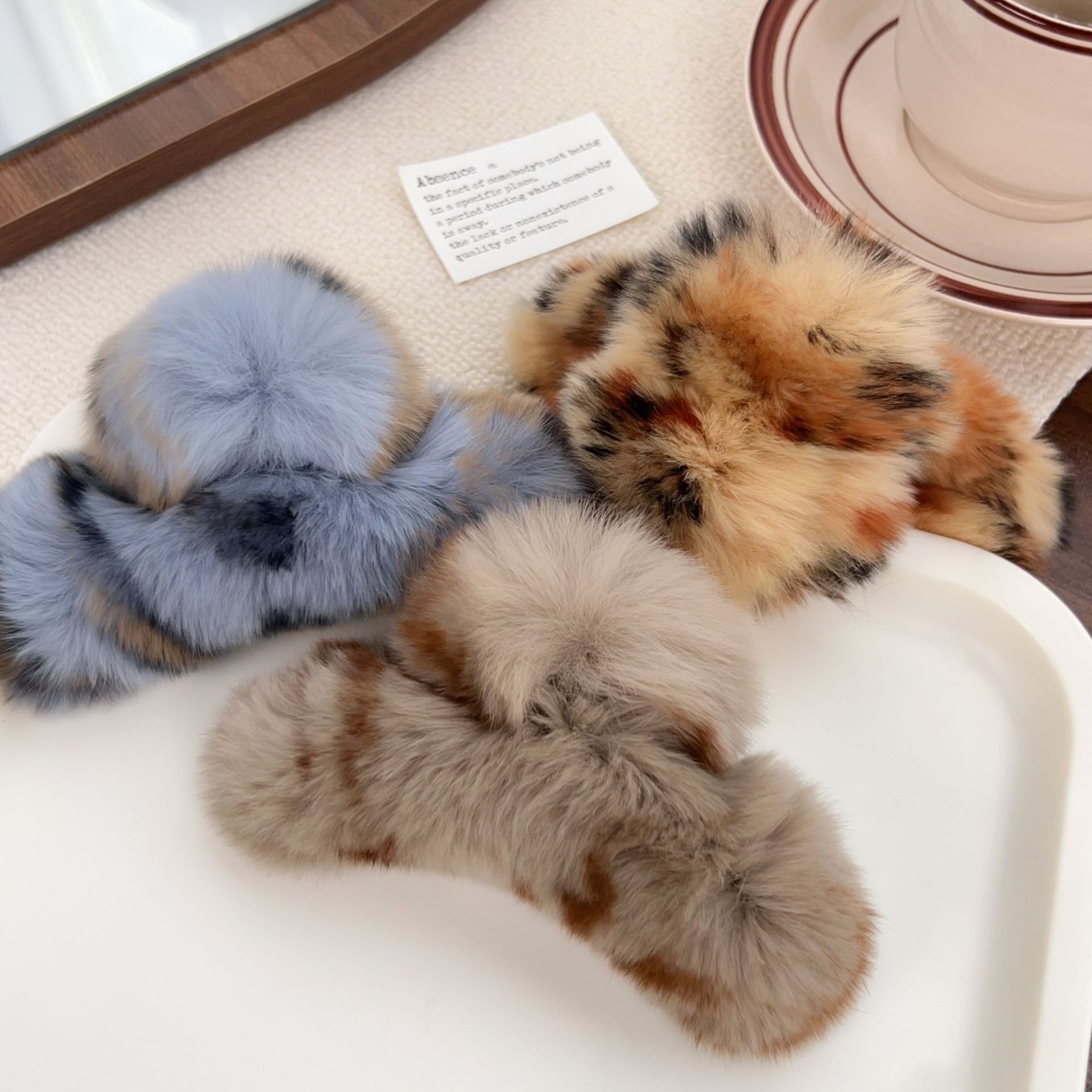 Rabbit hair back hair clip Hair clip cute plush headdress hair grab hair accessories female winter_voghion.com