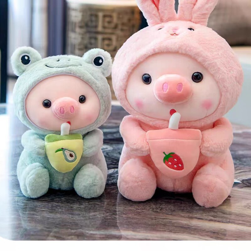 Internet Celebrity Transforms into Milk Tea Pig Plush Toy Cute Pig Doll Fruit Pig Doll Doll Girl Kidsren's Gift