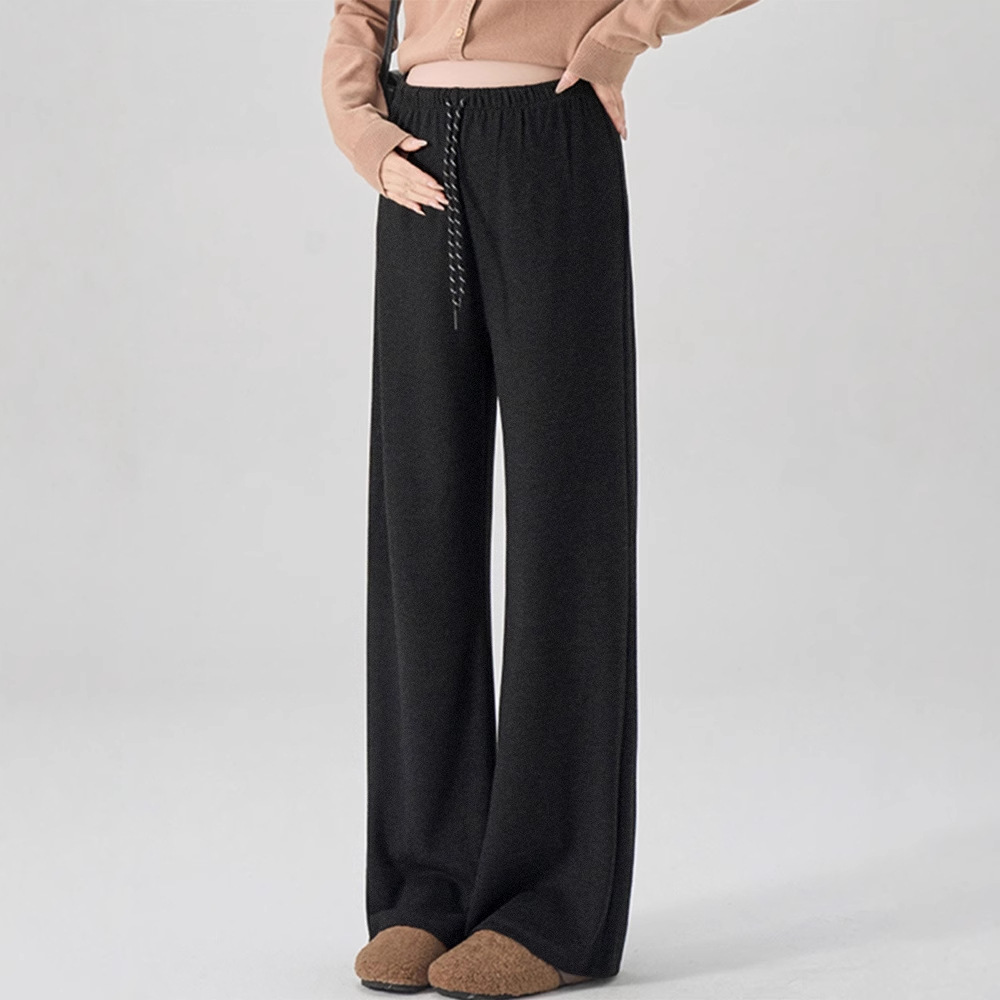 Maternity Belly-Supporting Wide-Leg Casual Pants for Autumn and Winter, Soft Floor-Length Loose Pants That Don'T Tighten the Belly, with a Draping Effect