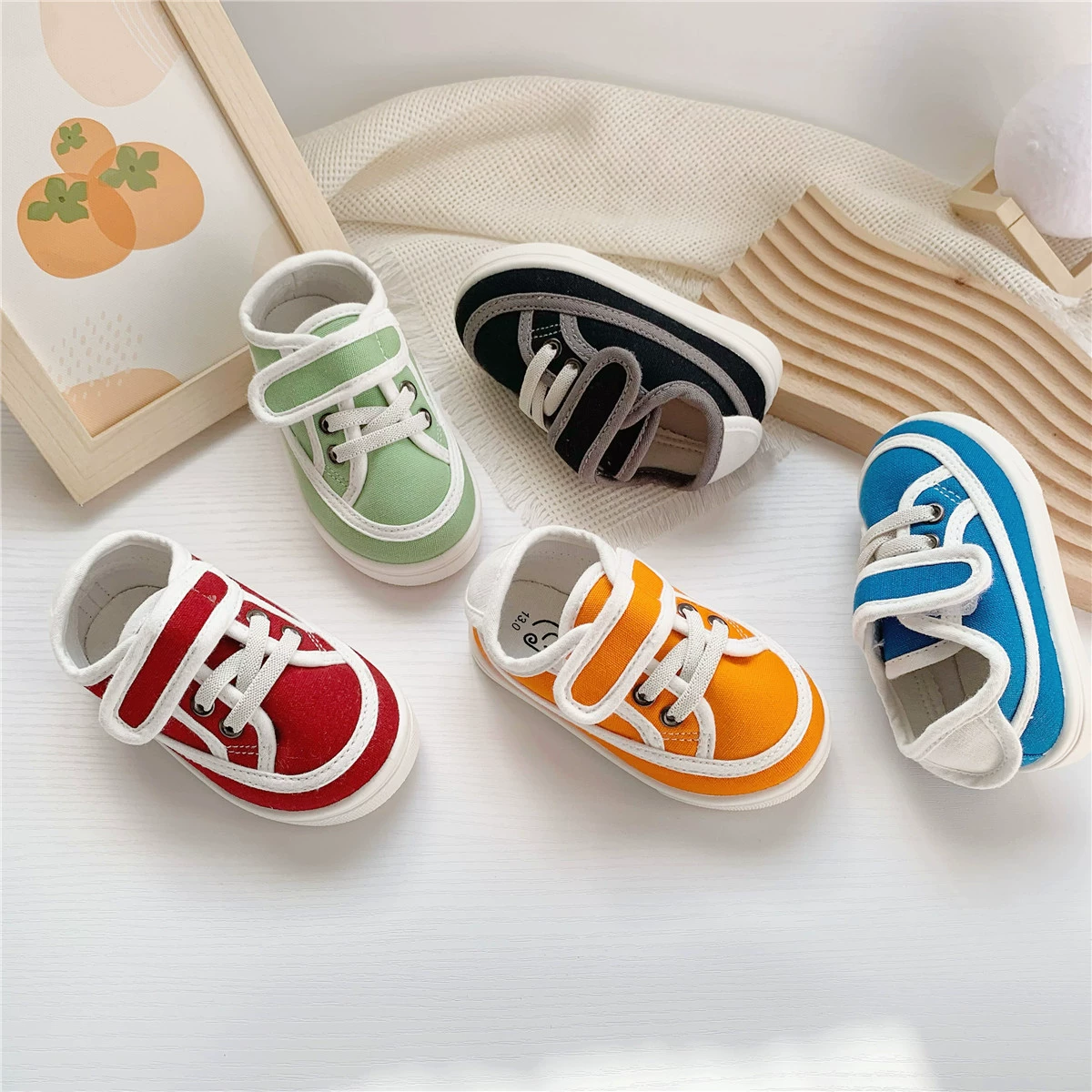 Чистый экспорт один весенний и осенний сплошной цвет детская обувь холст детская обувь мягкая подошва обувь липучка детская обувь для мужчин и женщин