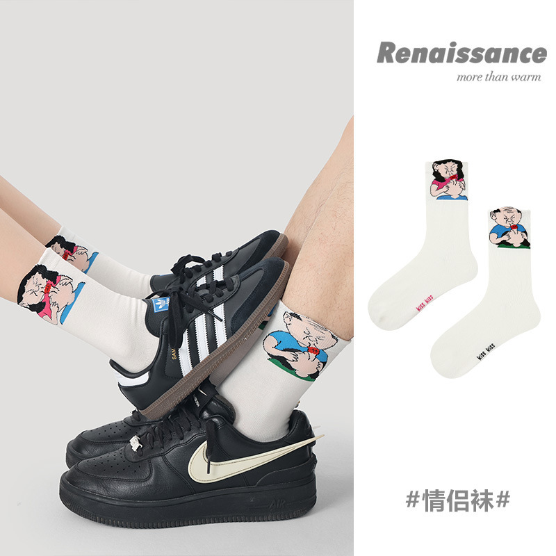 Renaissance creative socks women's summer cartoon funny tube socks men's spring and autumn couples sports cotton socks Renaissance creative socks women's summer cartoon funny tube socks men's spring and autumn couples sports cotton socks
