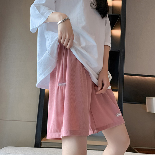 Maternity shorts women's summer thin outer wear five-point pants large size casual loose high-waisted wide-leg pants mid-pants