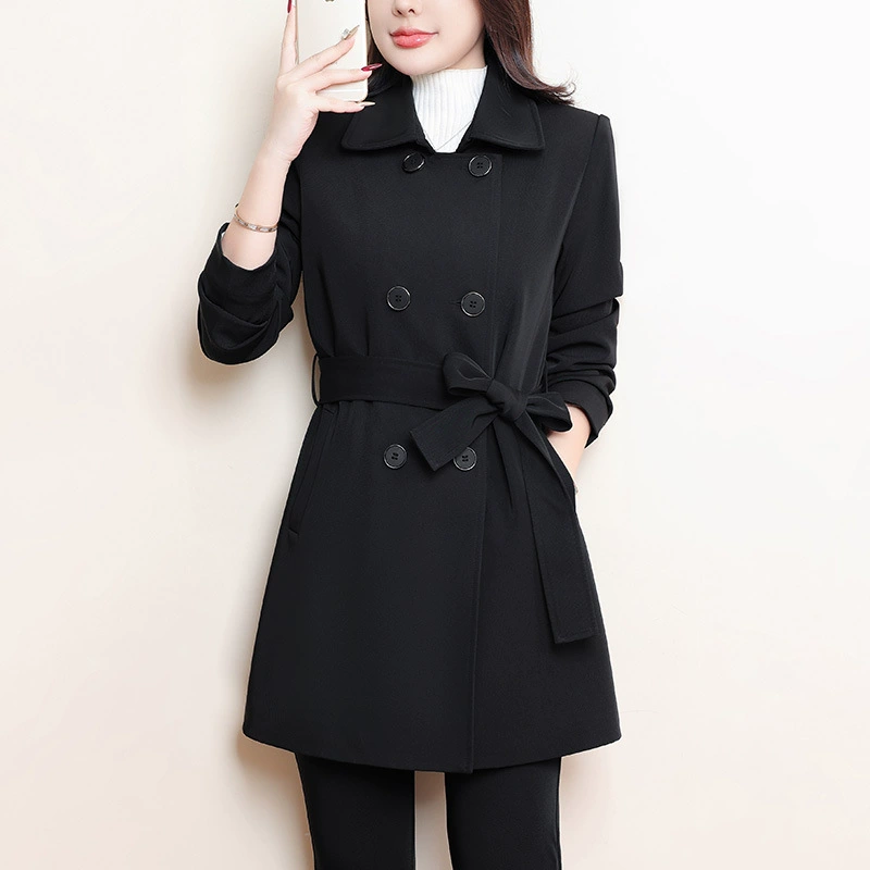 866 средняя длинная ветровка женская свободная весна и осень