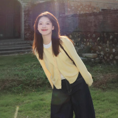 拼色假两件针织开衫女慵懒风长袖毛衣2025秋季显瘦小众高级感外套