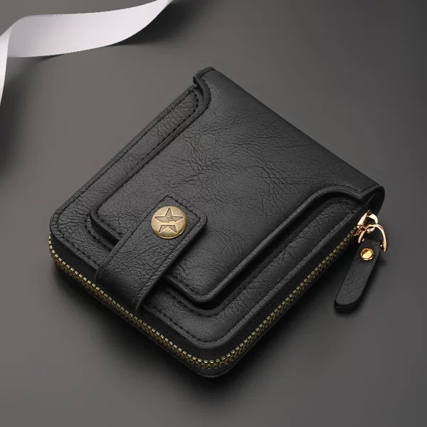Men's Short Multi-Card Student Simple Hidden Button Zipper Wallet Retro Youth Foreign Trade Wholesale Multifunctional Wallet