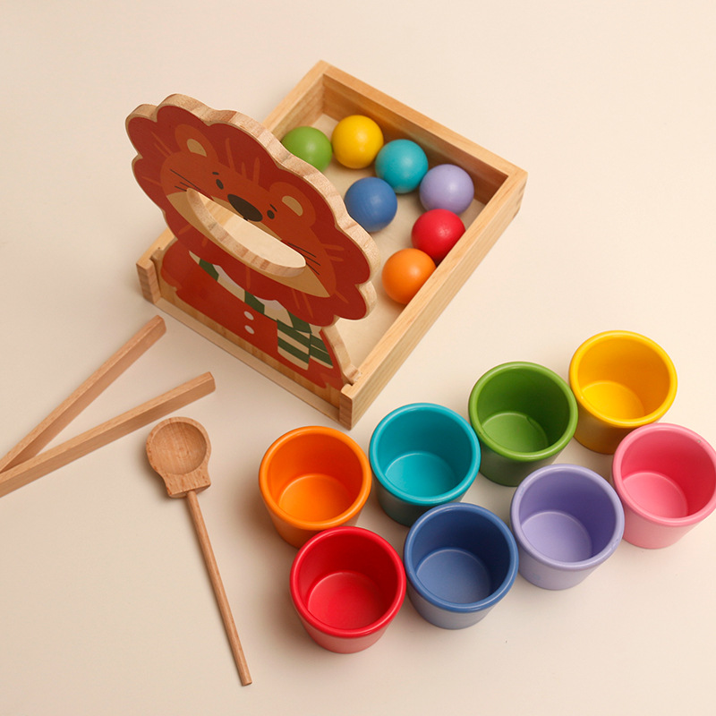 Mont 's Early Childhood Juguetes de rompecabezas Cognitivo de color emparejamiento Clasificación de ayudas didácticas para bebés Reconocimiento de entrenamiento perlas arco iris