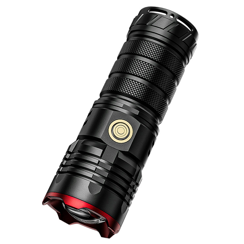 Lintera de luz intensa transfronteriza al aire libre larga duración superbrillante pequeña pistola de acero al aire libre a prueba de agua de tiro remoto zoom antorcha de mano