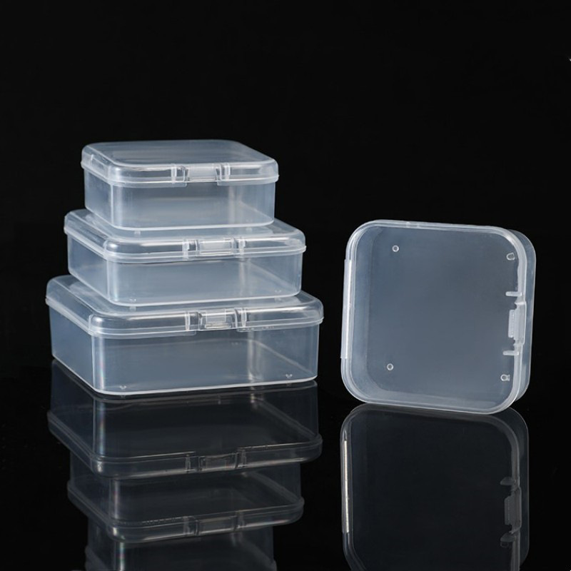 Square Pp Plastic Box Square Translucent Packaging Box Small Material Box with Lid Parts Jewelry Storage Box