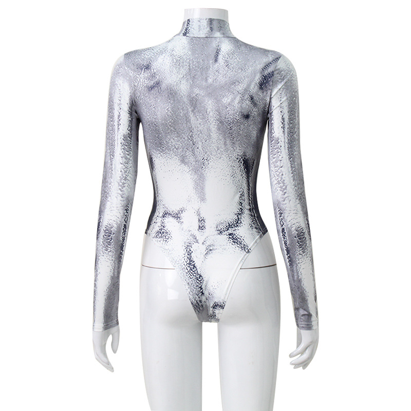 Europa y América Amazon ropa de mujer nueva venta caliente 3D tridimensional impreso apretado sexy mono de moda brillante superior para las mujeres