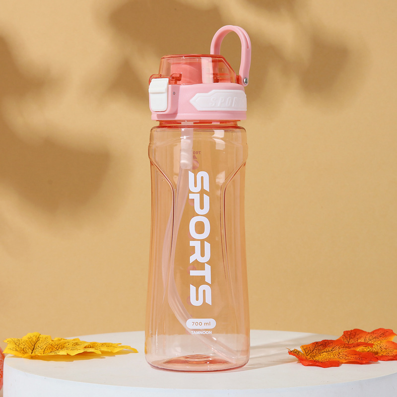 Nuevo tipo transfronterizo simple de plástico transparente con cubierta portátil taza de agua deportiva taza de espacio taza de agua fría taza de fitness taza de agua
