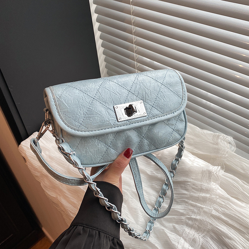Bolso de cadena de rombos de fragancia pequeña de alta gama transfronteriza, bolso de mensajero de un solo hombro simple de moda, bolso de axila casual de todo fósforo para mujer