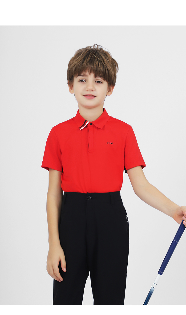 Áo thun ngắn tay golf trẻ em PGM – form thoải mái, mặc xuân hè — YF600-màu trắng, YF600-màu đỏ, YF600-màu xanh nước biển chi tiết 10