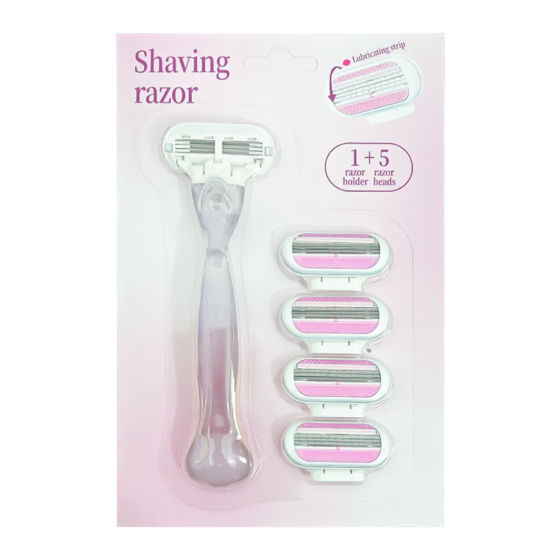 New Women's Manual Razor with Multi-Layer Stainless Steel Blades, Anti-Scratch, Three-Layer Washable Plastic Suction Set, Cross-Border