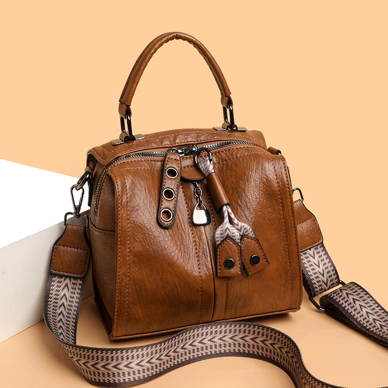 European And American Retro Boston Bag For Women, Soft Leather Shoulder And Crossbody Bag, New Fashion Versatile Large Capacity Handbag