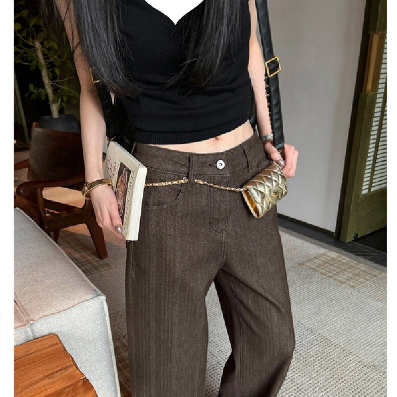 Ouyang's'Guigui Galaxy' Designer Style! Heavy-Duty Silver Thread Jeans, Loose Retro Straight-Leg Wide-Leg Pants