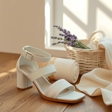 D2025春夏新款高跟电绣拼色罗马凉鞋明星同款一圈带鱼嘴露趾女