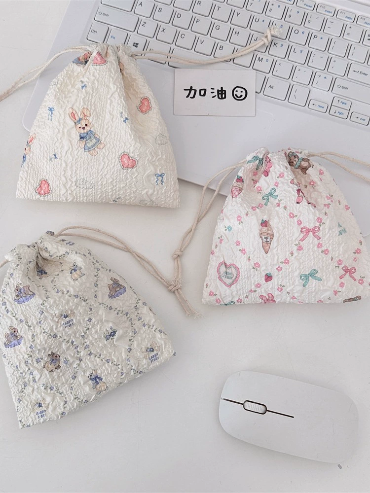 Cartoon storage bag, lipstick, handheld cosmetic bag, small bag, drawstring