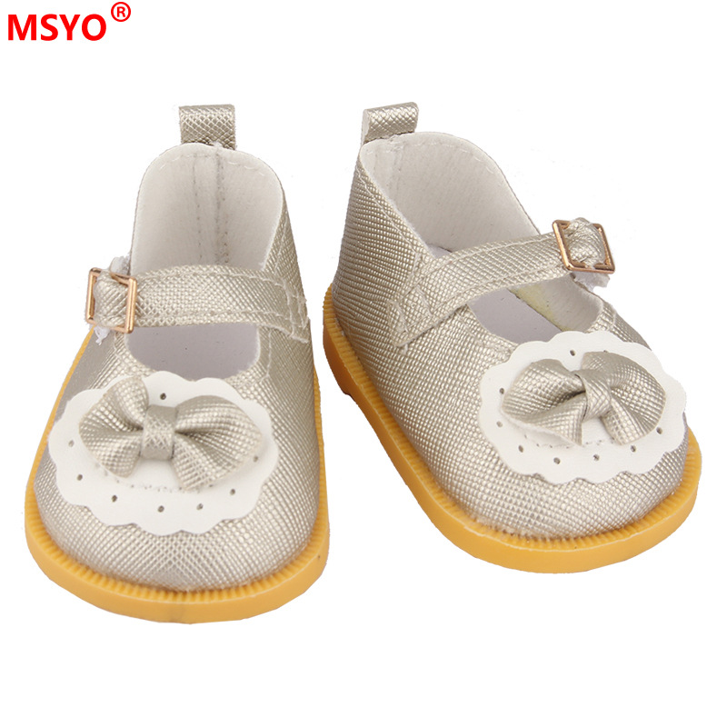 18 pulgadas American Girl muñeca zapatos 43cm muñeca lindo arco amor lentejuelas zapatos muñeca zapatos de lona