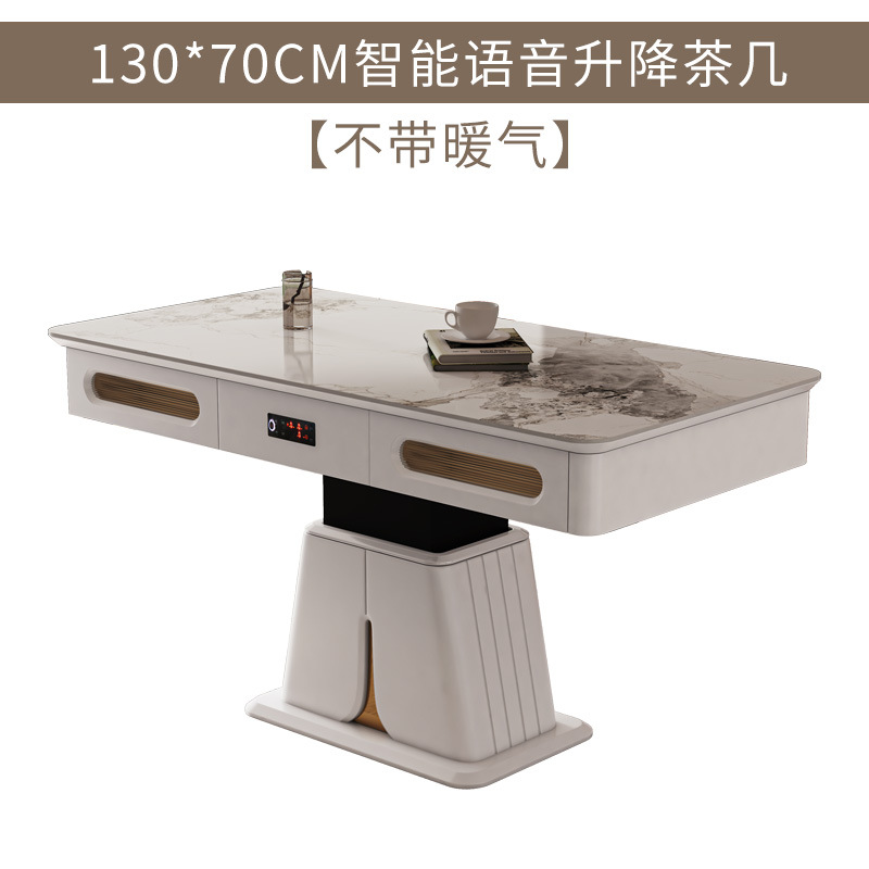 Mesa de centro de elevación multifuncional de lujo ligero, mesa de comedor, sala de estar de doble uso, apartamento pequeño, mesa de centro eléctrica integrada inteligente para el hogar