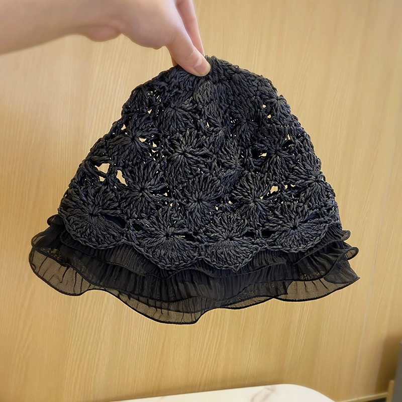 Корейские рыжие кружева свежие полые шляпы рыбака женские летние плетеные тазы шляпы сети