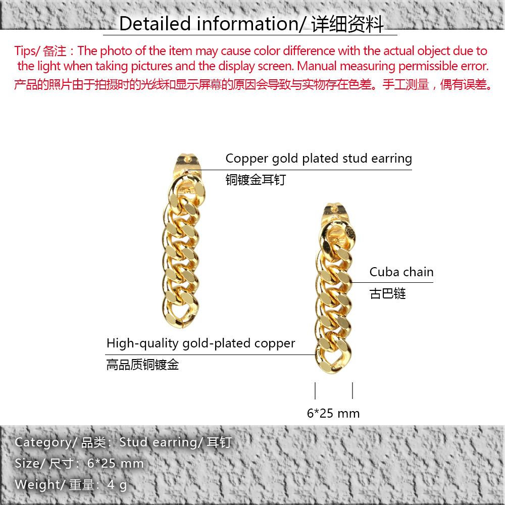 Punk Style Trendy Chain Copper Clause Earrings display picture 1