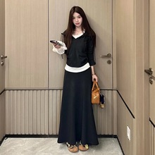 假两件卫衣连衣裙子女早秋季2025新款韩系流行穿搭一整套长裙套装