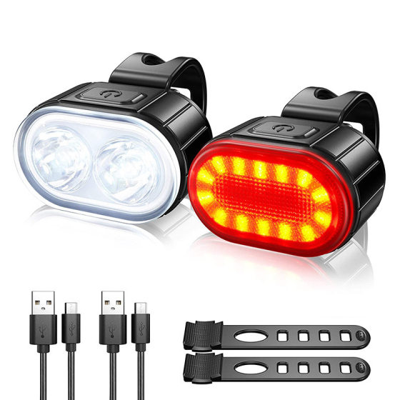 Amazon Bike Light suit USB Charging Mountain Helmet Road Bike Front Light Tail Light suit