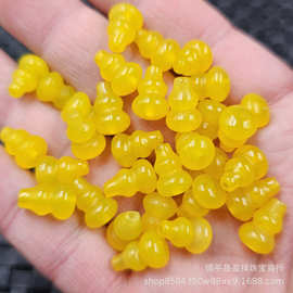 黄玛瑙通孔葫芦玉石散珠鸡油黄玉髓立体葫芦饰品配件手工珠子批发