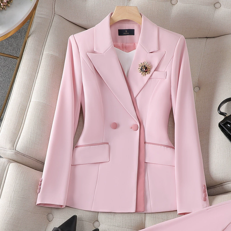 Fuchsia classic suit jacket, set, bright catchy style, for beauty salons