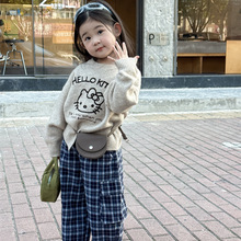 2025冬季新款套装 韩版童装  女童可爱猫咪圆领毛衣 幼儿园毛衣