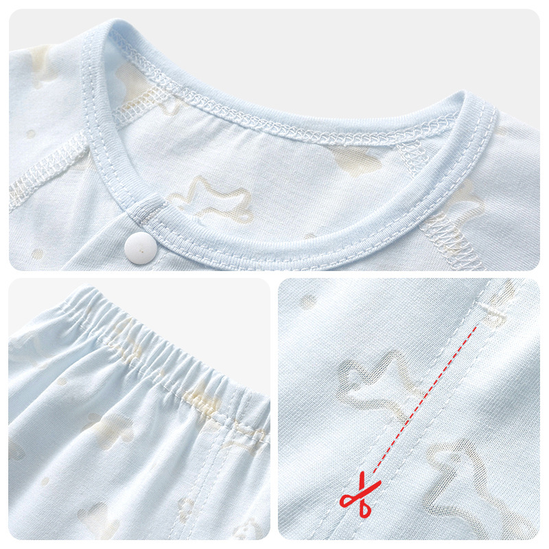 Bebé traje de manga corta verano de los niños ropa de verano delgada niños niñas niño fuera dividida de dos piezas ropa de bebé