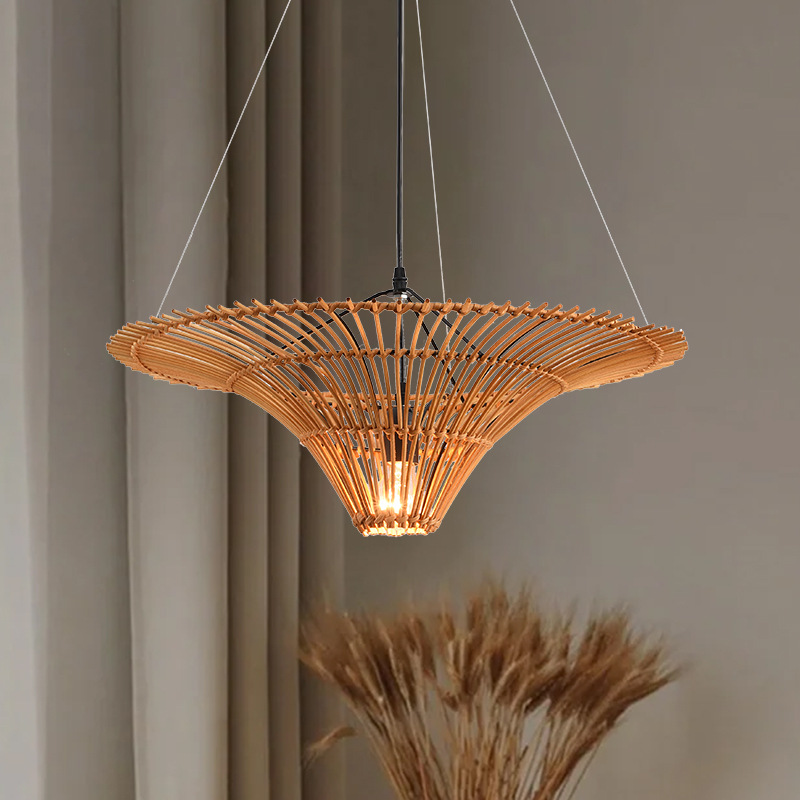 Araña de estilo Yuji estilo japonés comedor dormitorio sala de estar pastoral retro ratán Hotel B & B Sudeste asiático araña de ratán