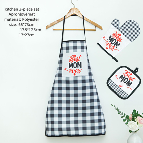 Holiday decor waterproof apron kitchen oven heat-resistant gloves Mother's Day baking anti-scald anti-stain apron