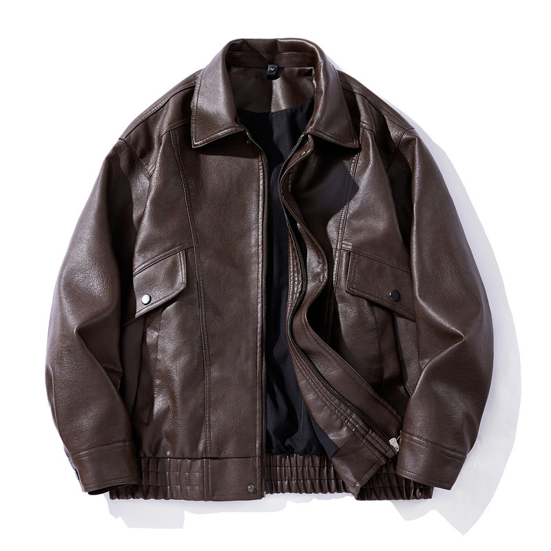 2025 Autumn and Winter New Style Lapel Hong Kong Style Loose and Versatile Leather Jacket Japanese Style New Cross-Border Amazon 3D Jacket 2025 Autumn and Winter New Style Lapel Hong Kong Style Loose and Versatile Leather Jacket Japanese Style New Cross-Border Amazon 3D Jacket