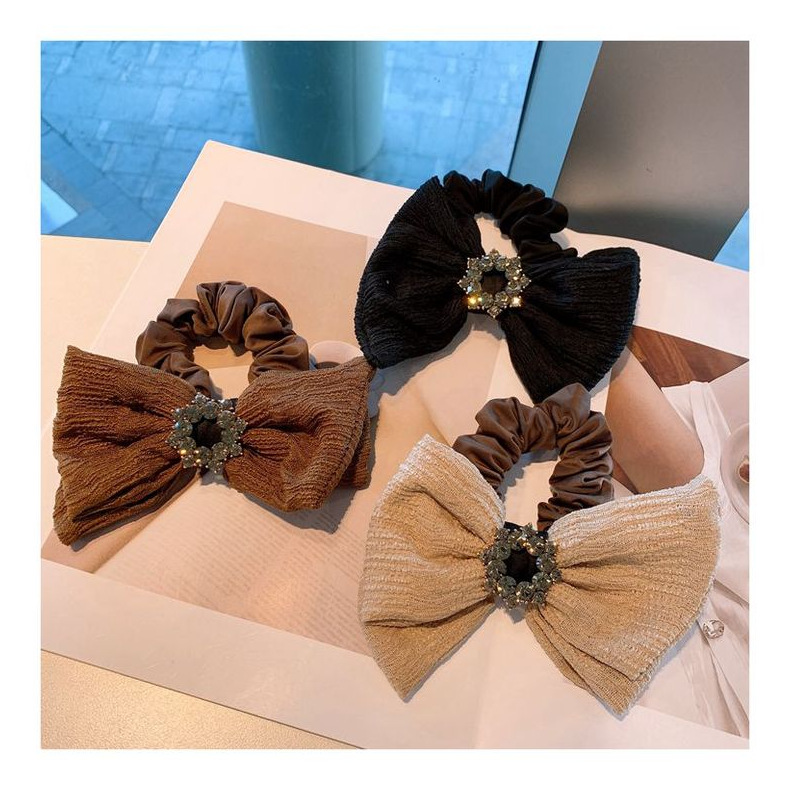 Retro Diamond Wave Embossed Folds Bow Hair Scrunchies display picture 14