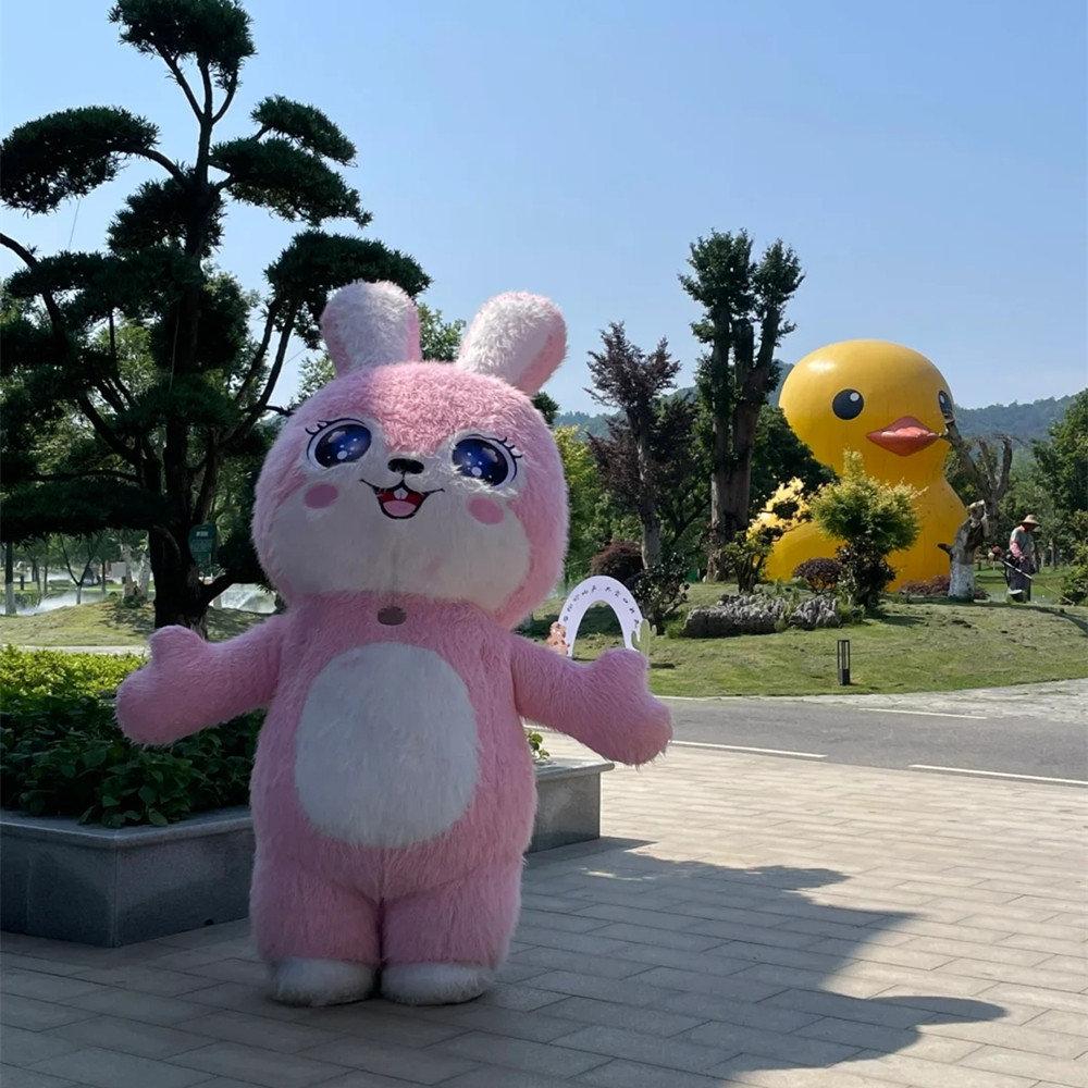 直销卡通人偶服装网红粉色兔子充气演出玩偶户外商场互动暖场道具