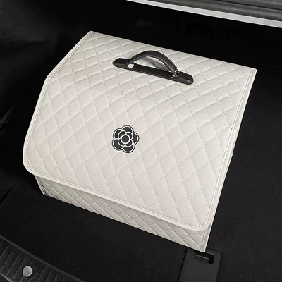 Car storage bag/box: car trunk Camellia car - camellia-white-storage-box-large