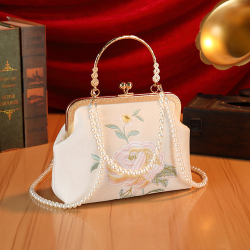 Evening banquet floral embroidery qipao bag hot-selling luxurious chain small handbag evening dress bag for women