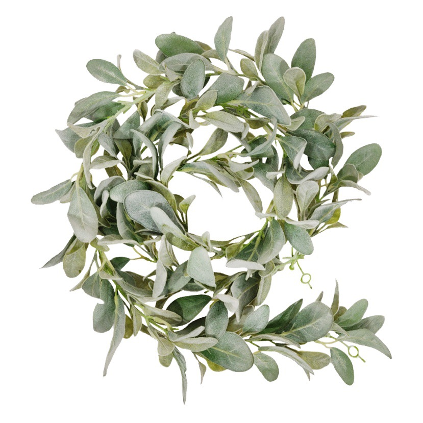 Amazon nuevo flocado hoja oreja de conejo europeo y americano hogar pared colgante decoración oveja oreja hoja simulación conejo oreja hoja Ratán