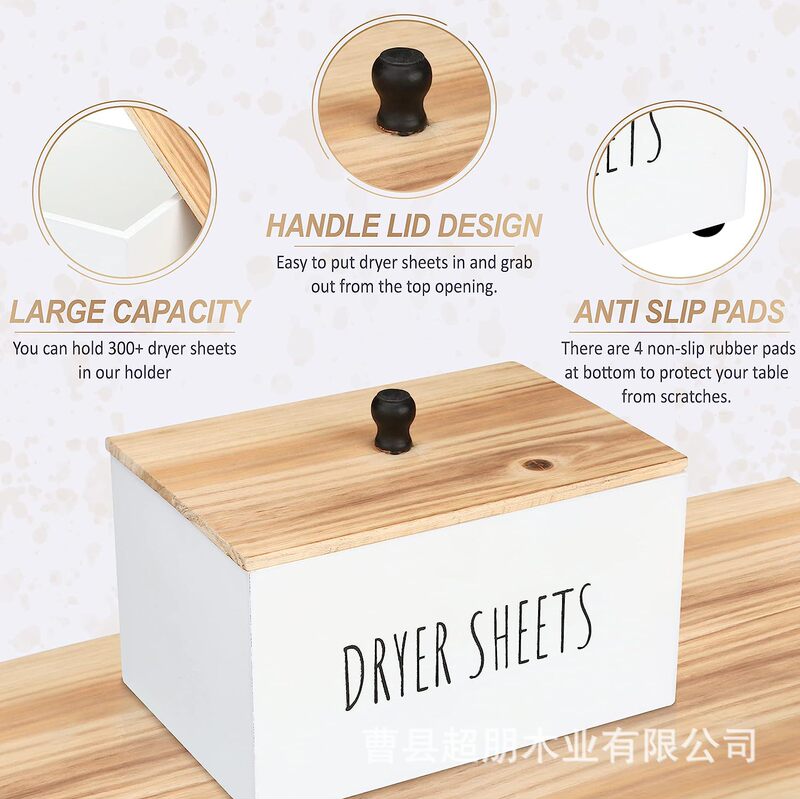 Bathroom Tampon Storage Box Farmhouse Storage Box Country Wooden Laundry Laundry Bead Storage Box with Lid