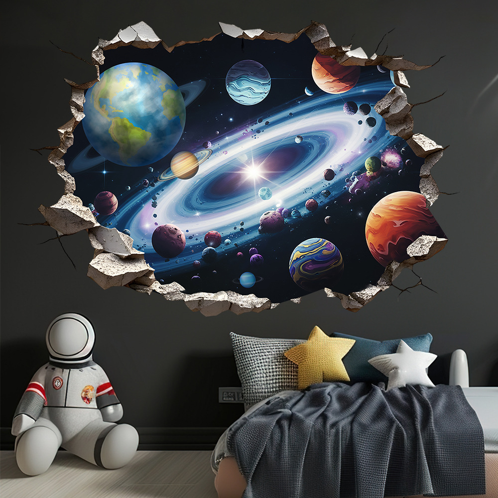 Lightweight Version Dd4621 Amazon's New Ripped Galaxy Wall Sticker for Children's Room and Kindergarten Wall Decoration