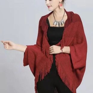 New Autumn and Winter New Women's Korean Style Loose Shawl Jacket Women's Large Size Knitted Knitwear Cardigan Tassel Versatile Cloak
